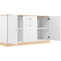 Okwish Sideboard in Weiß mit Holzoptik, 135.5x76x39 cm