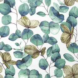 Home Fashion, Eucalyptus Leaves, Cocktail-Servietten aufgefaltetes Maß 25 cm x 25 cm, im Viertelfalz, 20 Stück pro Pack