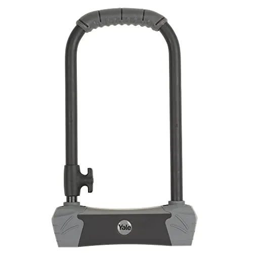 Yale Max Security Bügelschloß - YUL3/14/230/1 - 230 mm - Ultra gehärteter Bügel und Crossbar - 4-Schlüssel (1x Licht) - Max. Pick-, Zieh-, Schlag- und Bohrwiderstand - Incl. Fahrradhalterung