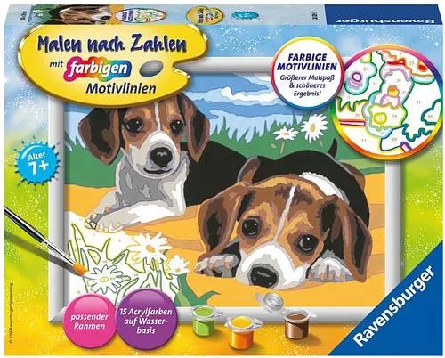Ravensburger CreArt 28329 - Jack Russel Welpen Malen nach Zahlen für Kinder ab 7 Jahre