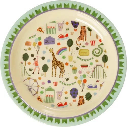 Rice by Rice Melamine Kids Lunch Plate With Mint Fun Fair Print 2 Größe Standard