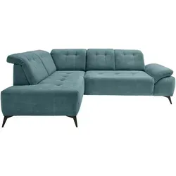 Livetastic Ecksofa, Petrol, Textil, 4-Sitzer, Ottomane links, L-Form, 272x200 cm, seitenverkehrt erhältlich, Rücken echt, Armteil rechts, USB-C-Anschluss, Wohnzimmer, Sofas & Couches, Wohnlandschaften, Ecksofas