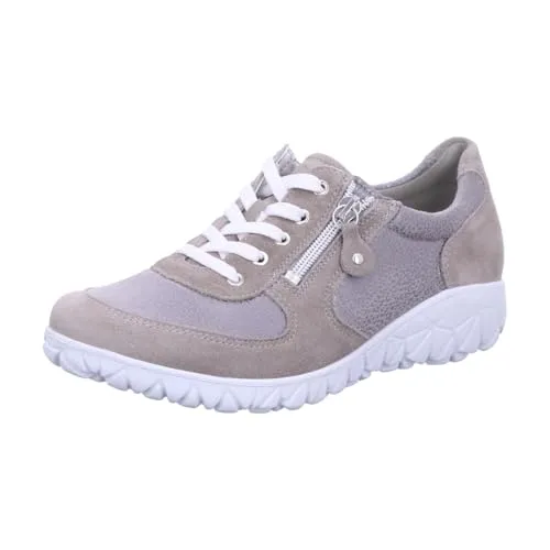Waldläufer Damen Schnürschuhe Havy, grau (grey (201)), Gr. 40,5 - Wanderschuhe mit Weite H für breite Füße, aus hochwertigem Nubukleder und Textil, ideal für höchsten Tragekomfort und optimale Passform.
