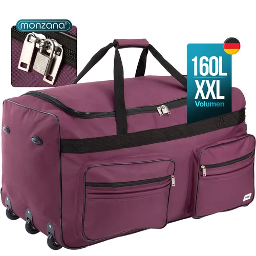 monzana Reisetasche mit Rollen 160L Trolley - Große XXL Gepäcktasche mit Teleskopgriff und 160L Volumen, ideal für Reisen und Transport. Praktische Rollen erleichtern das Handling.