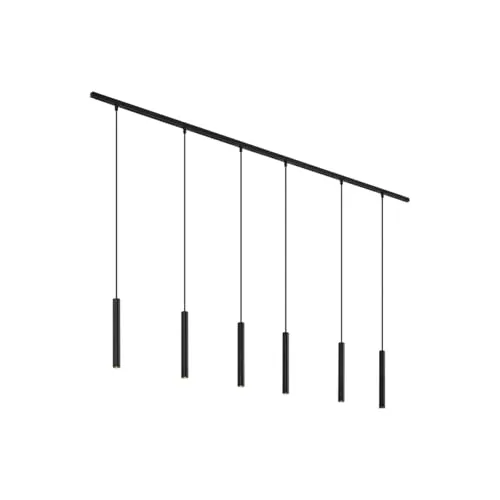QAZQA - Modern Modern railsysteem met 6 hanglampen zwart 1-fase - Slimline Keno - Kunststoff - LED geeignet G9