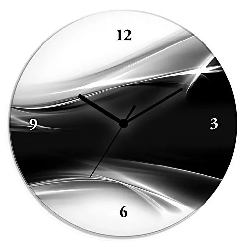 ARTLAND Lautlose Wanduhr aus Glas Ø 30 cm - Wohnaccessoires: Modernes Design mit geräuschlosem Uhrwerk, ideal für Schlafzimmer und ruhige Räume. Made in Germany für höchste Qualität.