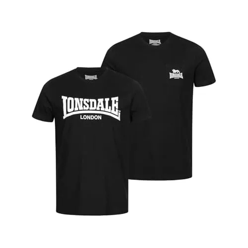 Lonsdale Herren Sussex Doppelpack T-Shirt, Schwarz, XXL EU - Herren T-Shirt Doppelpack in Schwarz, mit großem Logo und aufgesetzter Tasche. Aus 100% gekämmter Baumwolle für optimalen Tragekomfort.