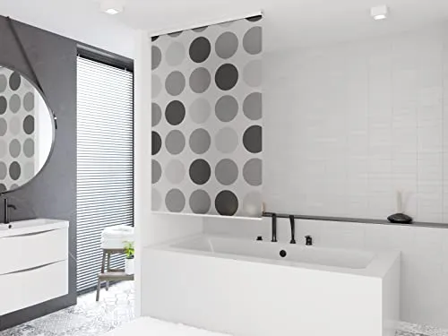 HALB-KASSETTEN DUSCHROLLO 100 cm BREIT MODELL RETRO DUSCHVORHANG GRAU ANTHRAZIT! SHOWER ROLLO CURTAIN!