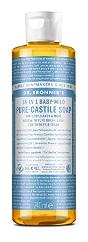 Dr. Bronner's Neutrale Bio-Flüssigseife 240 ml - Duschgel: Vielseitige Anwendung als Seife, Shampoo oder Spülmittel, biologisch abbaubar und sanft zur Haut.