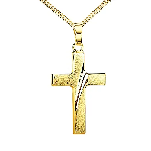 JEVELION Gold-Kreuz Kreuz-Anhänger Gold-Kreuz für Damen und Herren, Design- Ketten-Anhänger 333 Gold 8 Karat Mit Kette - Kettenlänge 40 cm.