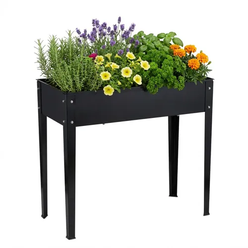 Relaxdays Hochbeet aus pulverbeschichtetem Stahl, 80 x 85 x 40 cm, Schwarz - Das Hochbeet für Balkon, Garten und Terrasse vereinfacht das Gärtnern durch seine angenehme Höhe. Es schützt Pflanzen vor Schädlingen und Unkraut. Ideal für Blumen, Kräuter und Gemüse, gefertigt aus robustem Stahl.