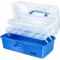 HMF Aufbewahrungsbox Nähkasten Blau – 3 Ebenen mit 8 Fächern