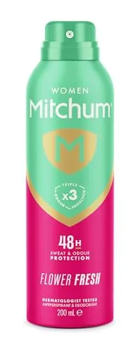 Mitchum Women Triple Odor Defense 48HR Protection Aerosol Deodorant & Anti-Transpirant, Flower Fresh, 200 ml