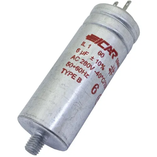 Anlaufkondensator Motorkondensator 6µF 280V 30x78mm Stecker 2,8x0,8mm ICAR 6uF