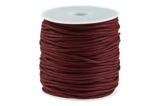 maDDma Kordel 50m gewachste Baumwollschnur / Wachsschnur 2mm, Schmuckschnur, bordeaux