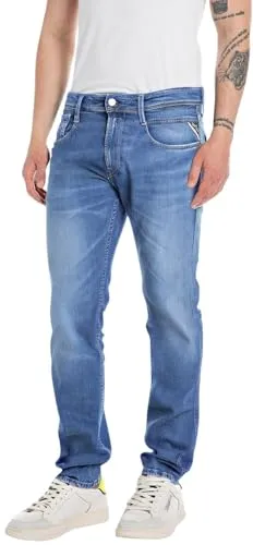 Replay Herren M914Y Jeans, 009 MEDIUM Blue, 31W x 30L - Jeans in Slim Fit aus 100% Bio-Baumwolle mit super Stretch-Anteil für optimalen Tragekomfort. Ideal für einen lässigen Look im Alltag.