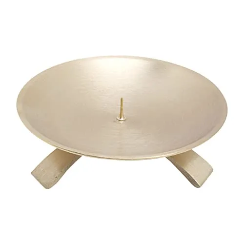 NKlaus Dreifußleuchter Ø11,5cm - Eleganter Messing Gold Kerzenleuchter - Kerzenständer aus mattem Messing mit zierlichem Dorn für Altarkerzen. Schützt Oberflächen und verleiht jedem Raum einen klassischen Akzent.