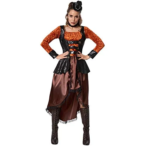 tectake® Frauenkostüm Steampunk Prinzessin - Kostüme für Frauen, detailverliebtes Outfit mit klassischer Eleganz und mechanischem Charme, ideal für Themenpartys und Karneval.