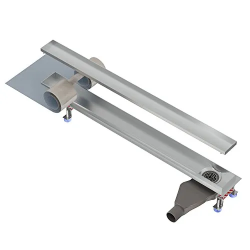 Nordona Edelstahl Duschrinne Complete Basic 70 cm - Badewannen Duschrinne aus hochwertigem Edelstahl, nur 6 cm Einbautiefe, ideal für Renovierungen mit integrierter Haarsieb und hoher Ablaufleistung von 36 l/min.