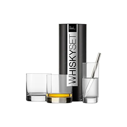 Eisch Germany Whiskyglas GENTLEMAN 4-teilig - Exklusives Whiskyglas-Set aus hochwertigem Kristallglas mit einzigartiger Pipette zur geschmacksvollen Verdünnung. Perfekt für Whisky-Liebhaber und als edles Geschenk.