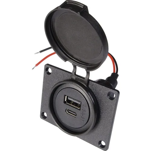 ProCar Power USB C/A Doppelsteckdose - Terminals & Anschlüsse, hohe Belastbarkeit von max. 3.6 A für 12 V und 24 V Anwendungen, ideal für unterwegs und im Fahrzeug.