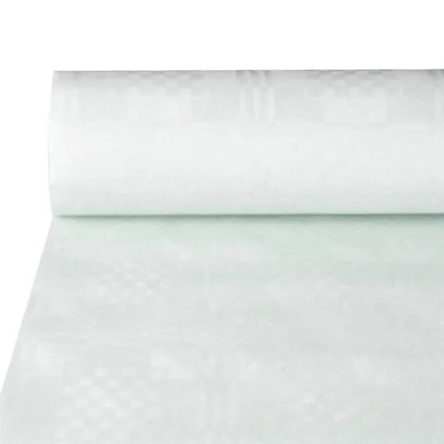 PAPSTAR Damast-Tischtuch Rolle 25 x 1 m - Weiß - Elegantes Damast-Tischtuch auf Rolle, 25 x 1 m, ideal für festliche Anlässe. Verleiht jedem Tisch einen stilvollen Look und ist einfach zu handhaben.