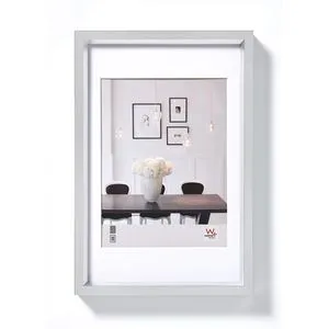 walther-design Bilderrahmen Steel Style ES040S, 30 x 40 cm, Echtglas, Kunststoffrahmen, silber