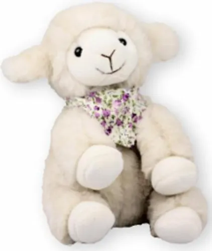 EPM Plüsch Schaf sitzend Kuscheltier mit Tuch ca. 15 cm weiss