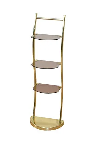 Standregal in Messing mit 3 Rauchglasplatten