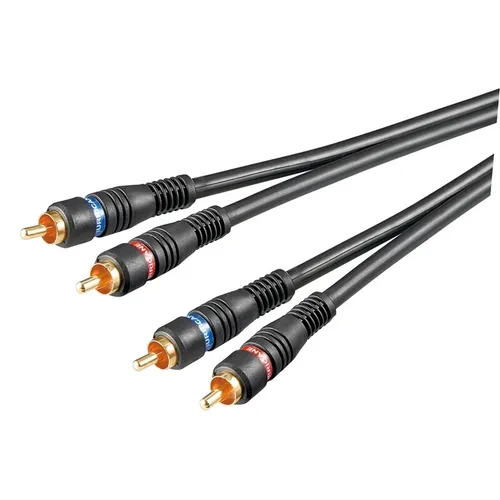 hochwertiges Audio-/Video-Kabel 3m beidseitig 2x Cinch-Stecker vergoldet schwarz