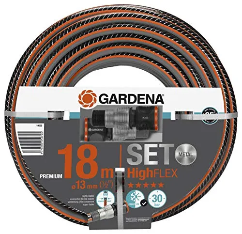 Gardena Comfort HighFLEX Schlauch 18 m – Robuster Gartenschlauch mit Power-Grip-Profil - Gartenschlauch mit Power-Grip-Profil für optimale Haltekraft, UV-beständig und formstabil, ideal für alle Gardena Systemteile.
