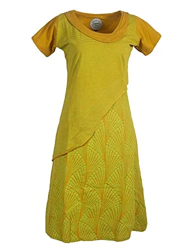 Produktbild Vishes Damen Kurzarm Lagenlook Kleid im Hippie Stil