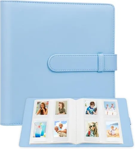 Fotoalbum mit 256 Taschen – Passend für Fujifilm Instax Mini 9 8 90 40 7 11 12 Evo LiPlay Sofortbildkamera, Kompatibel mit Polaroid Snap PIC-300, Kodak Zink Fotopapier (54x86 mm) (Blau)