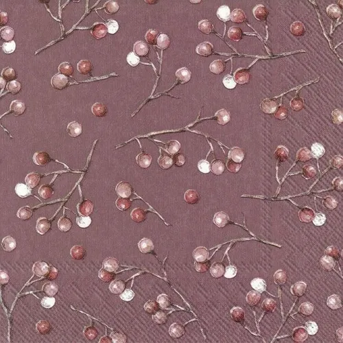 SERVIETTEN / ROTE UND WEISSE BEEREN ZWEIGE / 25 X 25 / WINTER BERRIES / IHR 20