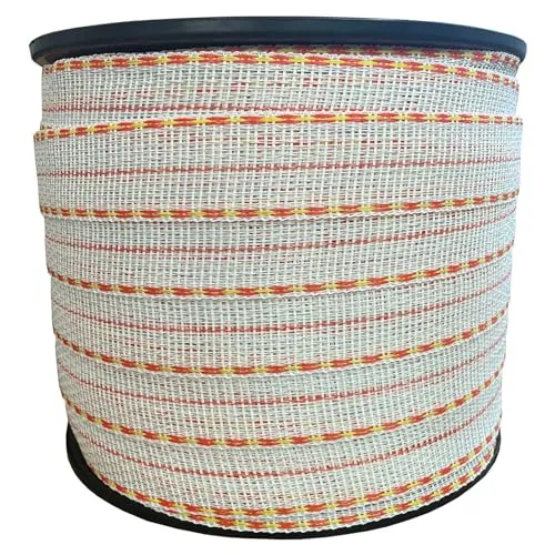 Weidezaunband Premium - 200 m Kombiband in Weiß/Gelb/Orange - Nutztierzäune: Hochwertiges 200 m PE-Kombiband mit verstärkten Außenkanten für lange Lebensdauer und UV-Beständigkeit, ideal für effiziente Weidehaltung.