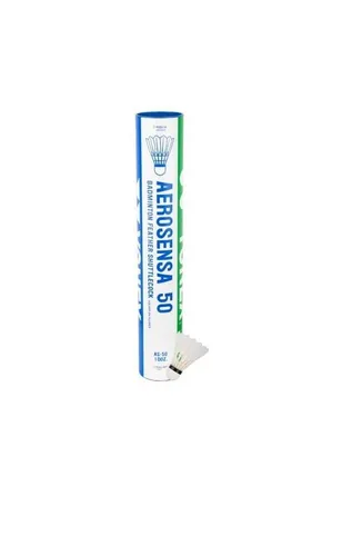 Yonex Badmintonball Aerosensa 50 - Premium-Gänsefeder, Dose mit 12 Bällen - Federbälle für Turniere, hergestellt aus hochwertigen Gänsefedern, garantieren optimale Flugbahn und Haltbarkeit für Profis und ambitionierte Spieler.