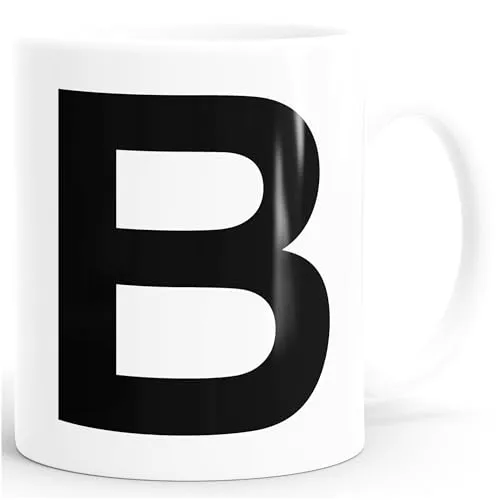 MoonWorks Kaffee-Tasse Buchstaben Buchstabe Arial Bold glänzend Kaffeetasse Teetasse Keramiktasse B weiß Unisize