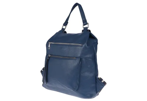Christian Wippermann großer Damen Rucksack in Leder Optik - Blau - Stylischer Damen Rucksack in Blau aus PU, regenfest und praktisch. Die Diebstahlschutz-Funktion mit rückseitigem Reißverschlussfach und moderne, verstellbare Trageriemen machen ihn zum idealen Begleiter für die City.