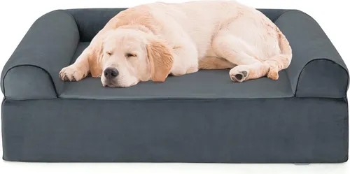 GOPLUS Orthopädisches Hundesofa mit Memory Schaum - Orthopädisches Hundebett mit kühlendem Gel-Memory Foam für optimalen Komfort. Ideal für kleine & mittelgroße Hunde, bietet es stabilen Halt und eine rutschfeste Unterseite für sicheren Schlaf.