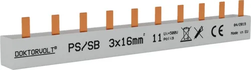 3P Phasenschiene Stift 11-polig 16mm² PS/SB Schiene