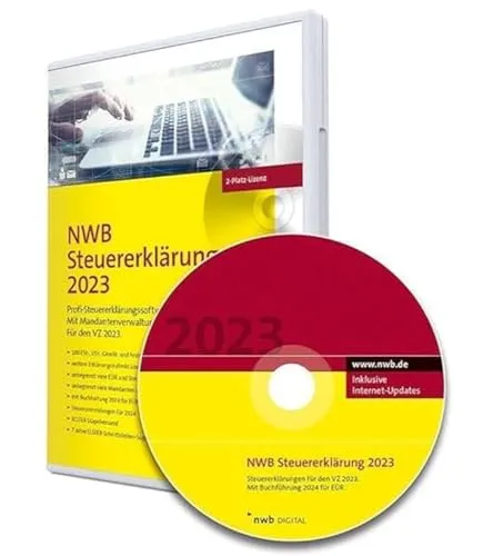 NWB Steuererklärung 2023 – 2-Platz-Lizenz: Profi-Steuererklärungssoftware. Für den VZ 2023. Mit Buchführung 2024 für EÜR. 7 Jahre Elster-Schnittstellen-Support. CD-Version.