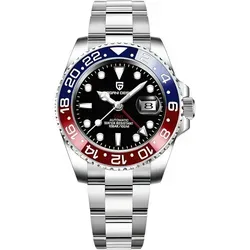 S&T DESIGN Automatikuhr Herren Uhr Edelstahl Armbanduhr Herrenuhr GTM Drehbare Lünette (inkl. Geschenkbox, mit Armbandkürzer), 40 mm Männer Uhr ... - Schwarz/Rot