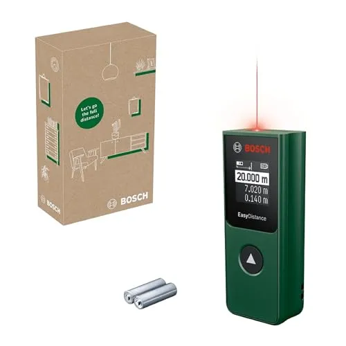 Bosch Home and Garden EasyDistance 20 Laser-Entfernungsmesser 20m - Messgeräte: Digitaler Laser-Entfernungsmesser für präzise Messungen bis 20 Meter mit einfacher Ein-Klick-Bedienung und kontrastreichem Display.