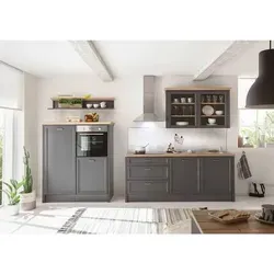 Carryhome Küchenleerblock Anthrazit Alteiche - Küchenzeilen – Moderner Küchenleerblock in Anthrazit und Alteiche, bietet viel Stauraum und ist ideal für individuelle Gestaltung ohne Geräte.