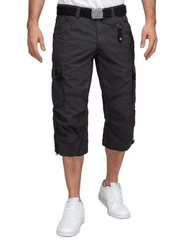 Timezone Herren 3/4 Cargo Shorts MilesTZ Black Minimal W32 von TIMEZONE