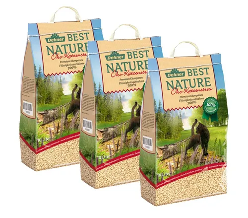 Dehner Katzenstreu Best Nature Öko Streu, klumpend, aus Pflanzenfasern, für die Katzentoilette, biologisch abbaubar, geruchsbindend