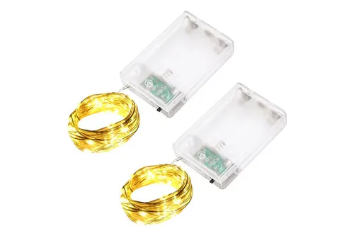 LQWELL LED-Lichterkette 2/3/5/10M, Micro Lichterketten Batteriebetrieben,Kupferdraht, AA-Batterie, Warmweiß, 2 Modi für Weihnachten Hochzeit Party Wohndeko