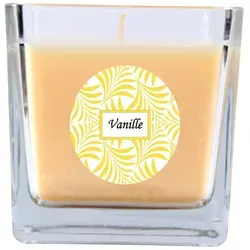 HS Candle Duftkerze im Glas - Duft-Schriftzug Viereck - 8cm x 7,5cm - Vanille