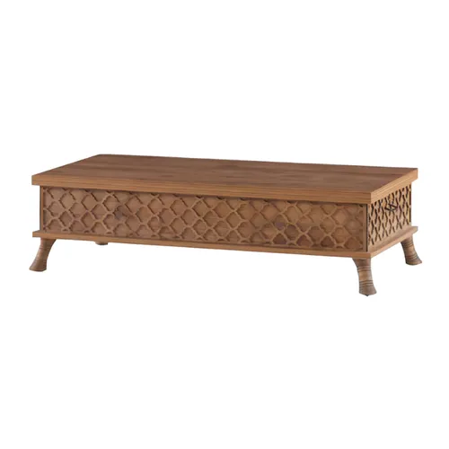 Eleganter Kaffeetisch aus Holz – Rechteckiger Couchtisch in Braun - Stilvoller Couchtisch für das Wohnzimmer, gefertigt aus robustem Holzfurnier. Mit einer Höhe von 35 cm und einer Breite von 60 cm bietet er viel Platz für Ihre Getränke und Deko.