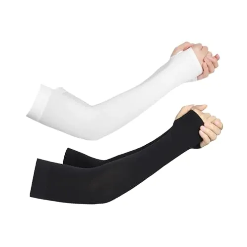 Paar Armstulpen, Eisseide Ärmel Sonnenschutz, Ärmel UV-Sonnenschutz Ärmlinge Armschutz, Gaming Armsleef, Armlinge Radsport Herren, Armlinge mit Daumenlöchern für Damen Herren Fußball Basketball Golf 2